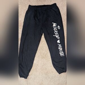 Disney 's, Mickey mouse, black, cuffed, paint, sweatpants-jr size medium